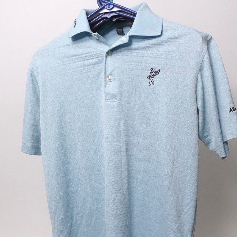 Ashworth Mens Golf Polo Shirt M Light Blue Dry Tec